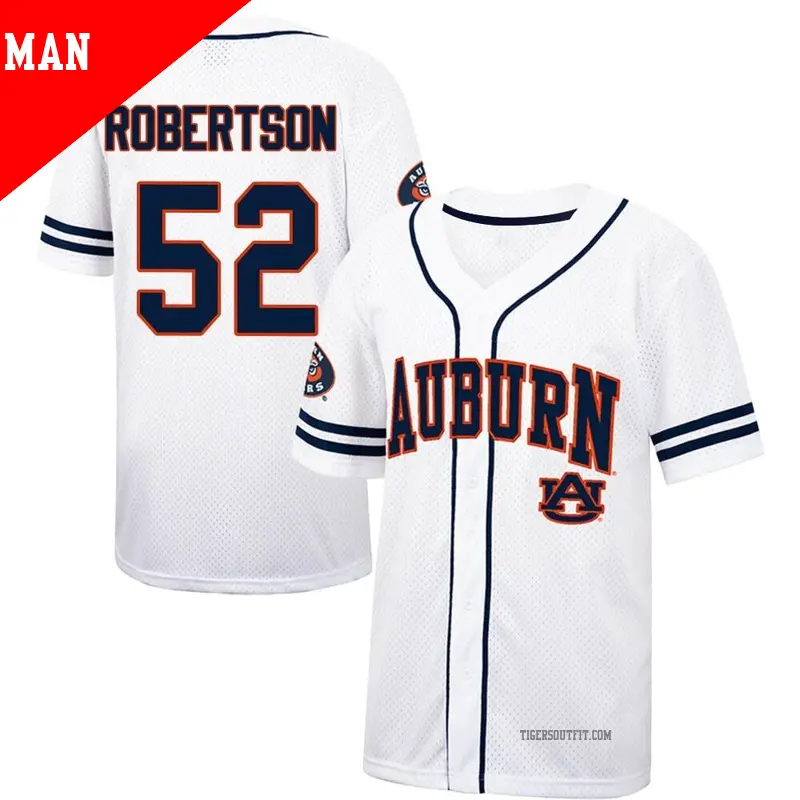Men's ＃52 Sam Robertson Auburn Tigers Replica White/Navy Colosseum Free Spirited Baseball Jersey