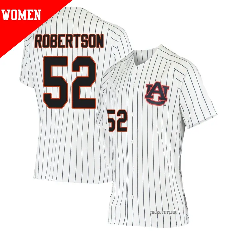 Women's ＃52 Sam Robertson Auburn Tigers Replica White/Navy Performance Baseball Jersey