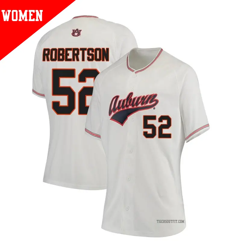 Women's ＃52 Sam Robertson Auburn Tigers Replica White Performance Baseball Jersey
