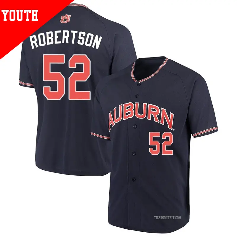 Youth ＃52 Sam Robertson Auburn Tigers Replica Navy Performance Baseball Jersey