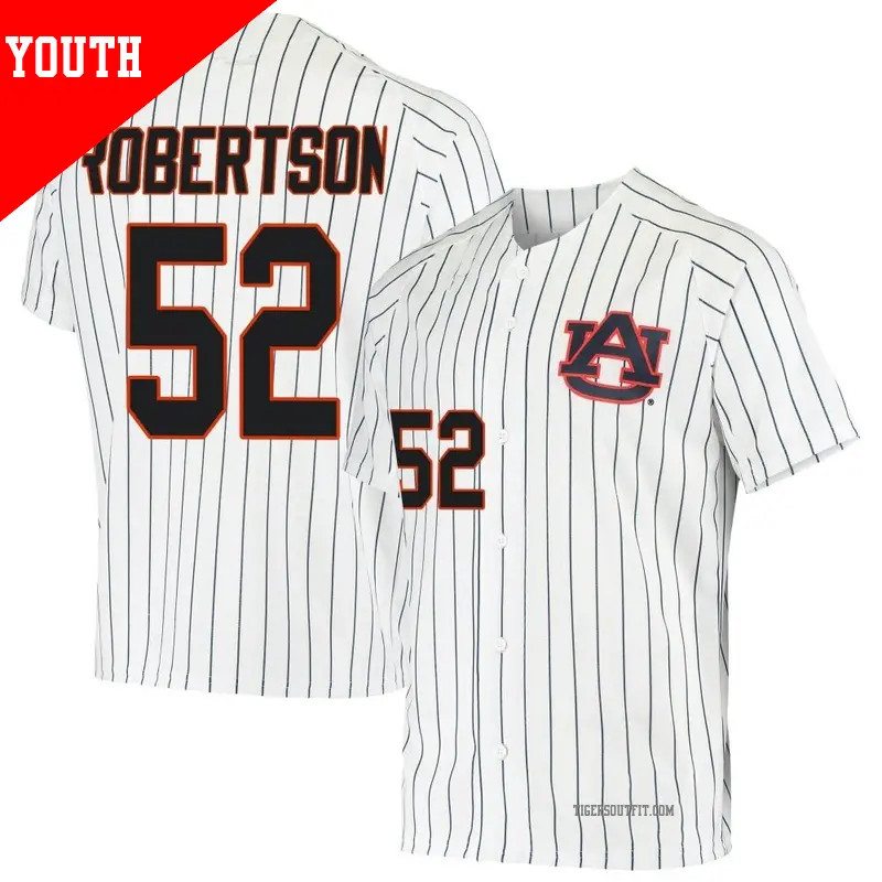 Youth ＃52 Sam Robertson Auburn Tigers Replica White/Navy Performance Baseball Jersey